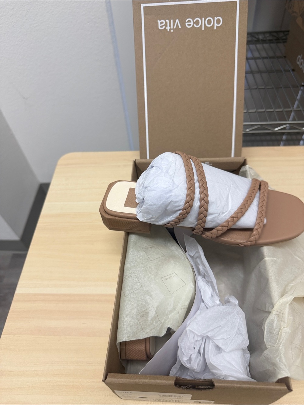 Dolce Vita Braided Strap Slide Sandal - Camel/Tan